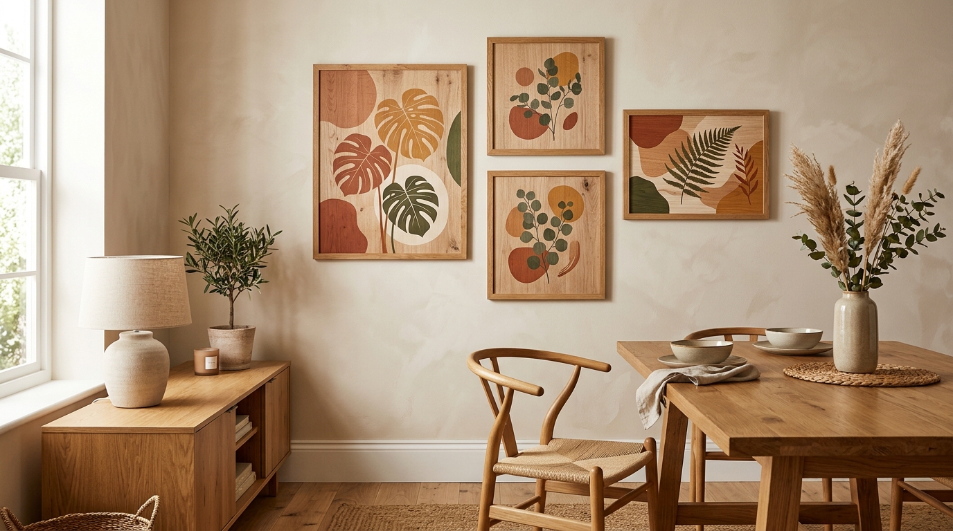 Parede depois da decoração com quadros